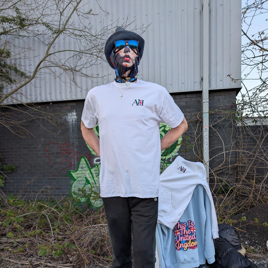 Albert Harry Street Culture Fashion white t-shirt in Manchester graffiti location