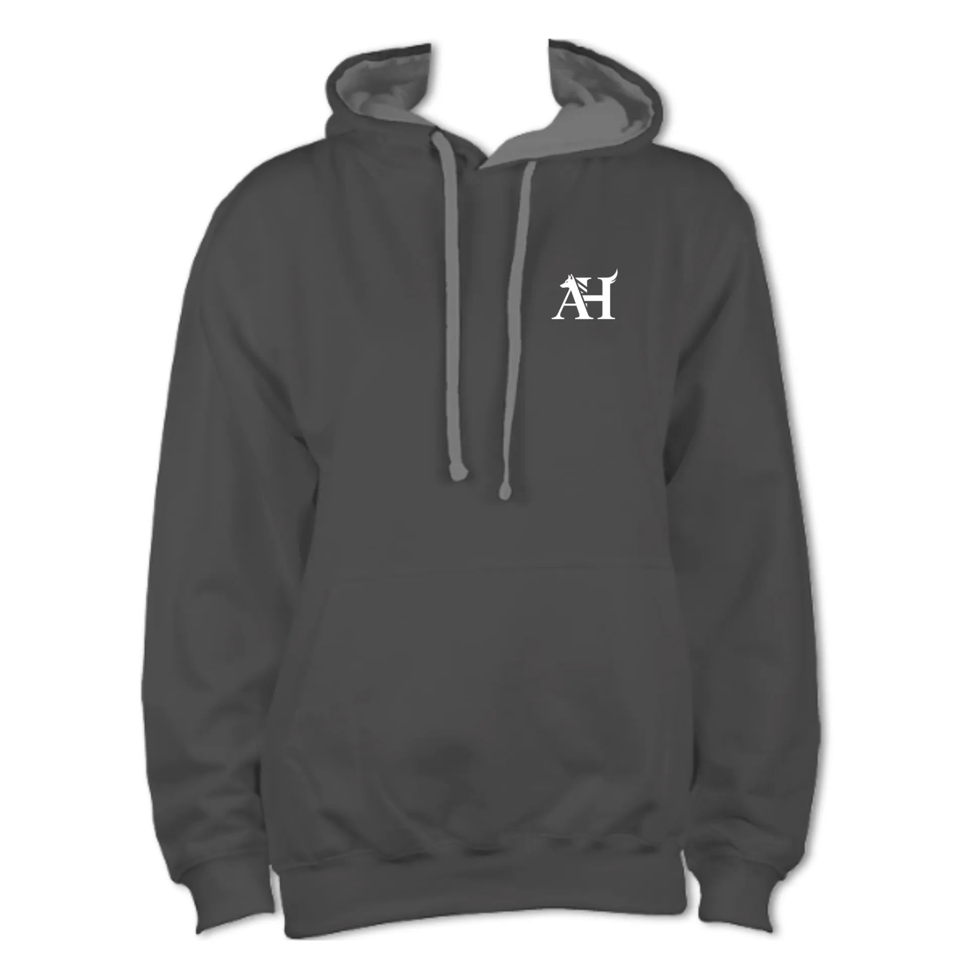 Albert Harry unisex charcoal and heather grey La Brea Wolf varsity UK streetwear fashion hoodie.