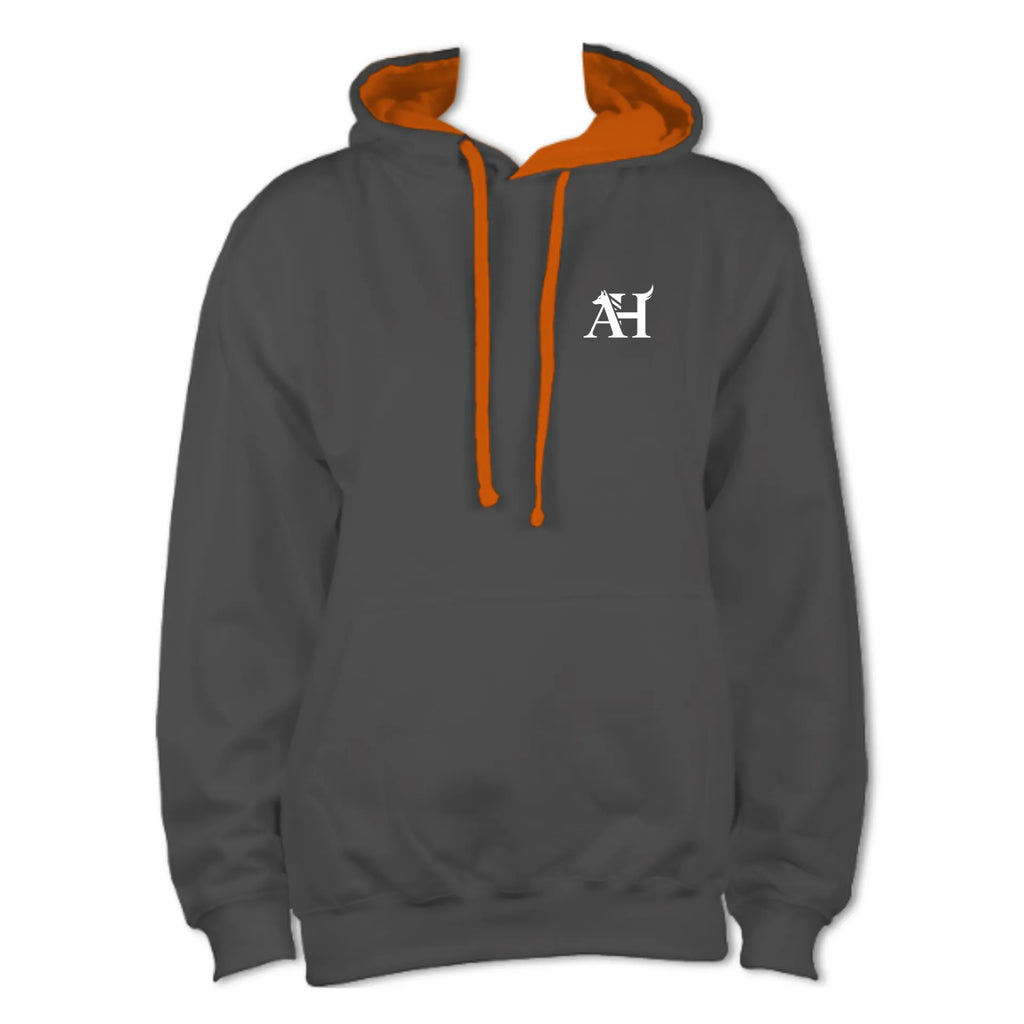 Albert Harry unisex charcoal and orange crush La Brea Wolf varsity UK streetwear fashion hoodie.