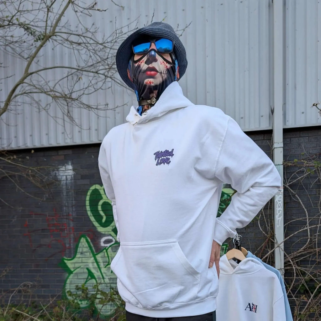 Albert Harry The Sun Walker arctic white Tainted Love New Romantic fashion in Manchester graffiti location.