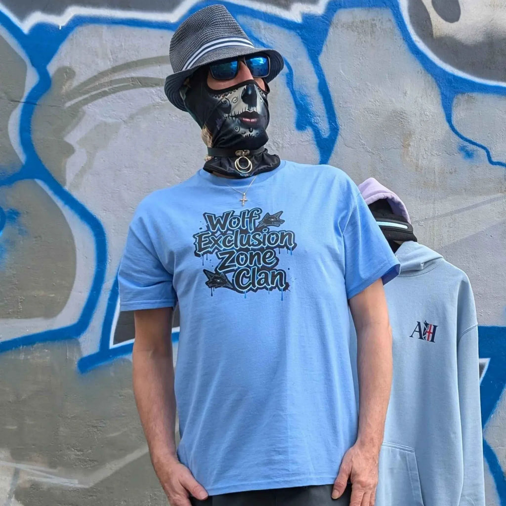 The Sun Walker Wolf Exclusion Zone Clan T-shirt Fashion Manchester graffiti location.