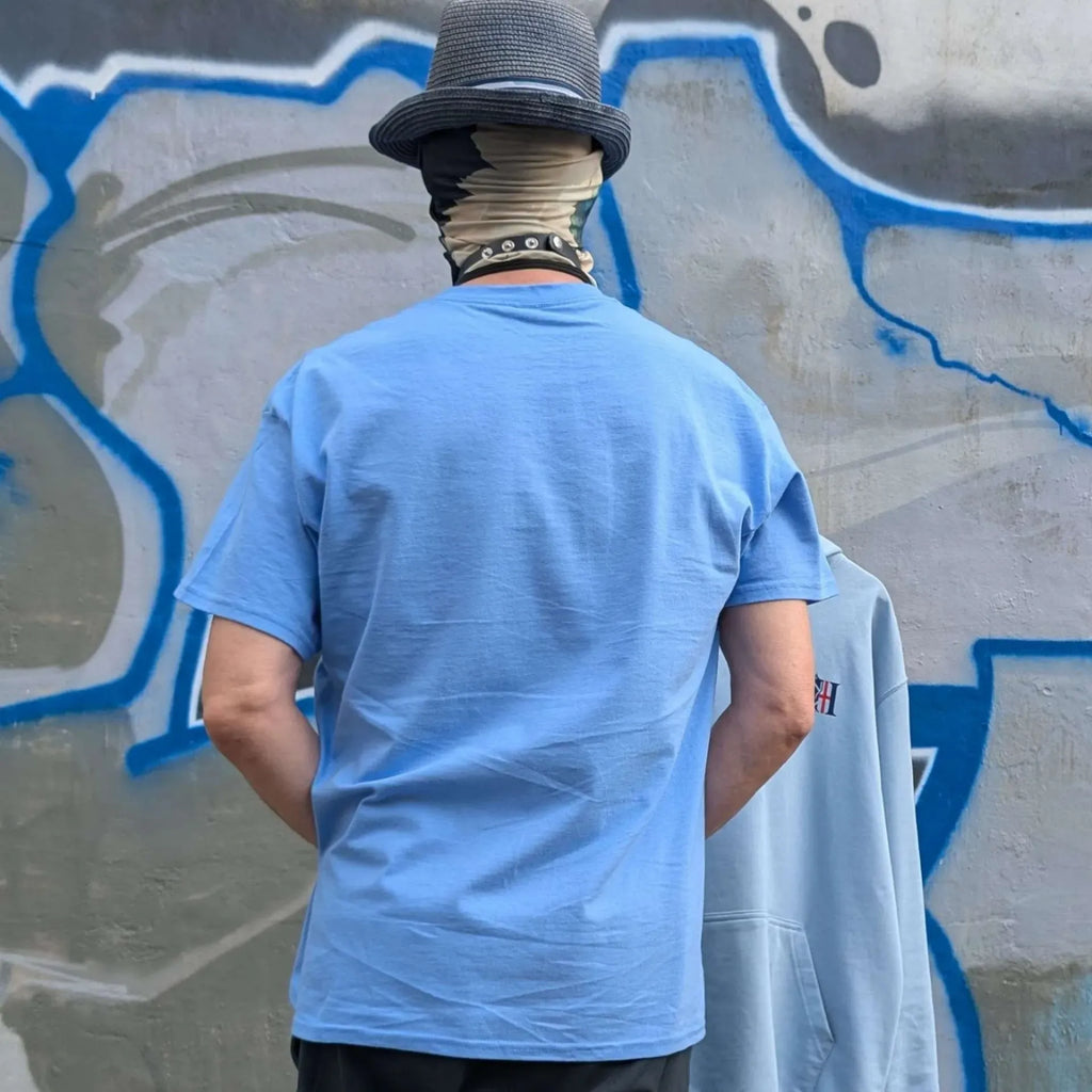 The Sun Walker Wolf Exclusion Zone Clan T-shirt back Fashion Manchester subway graffiti location.